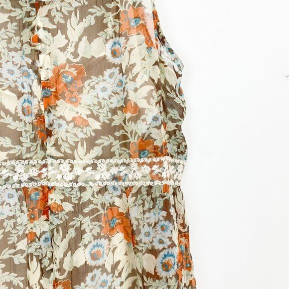 Sundance Sheer Floral Panel Lace Tiered Dress Embroidered Mesh Sleeveless Summer - Picture 8 of 12